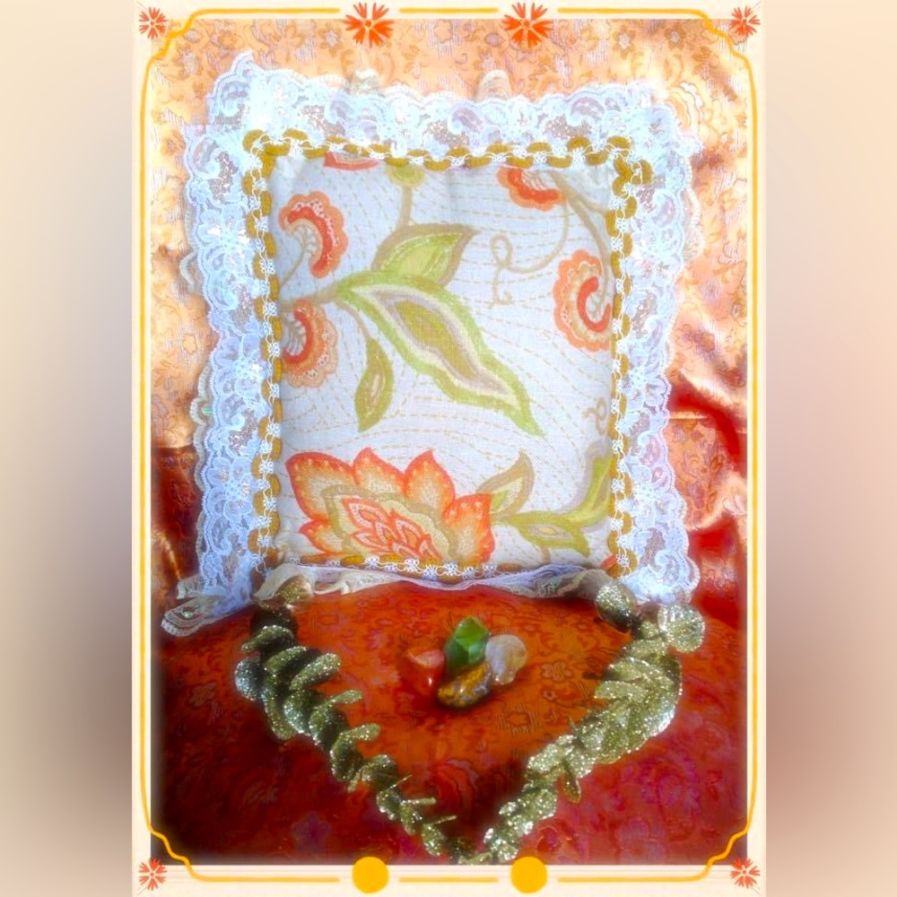 Hand Crafted Autumn Blossoms Pillow Orange Cinnamon Scented